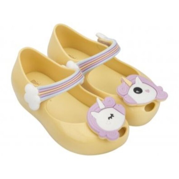 Mini Melissa Little Girls Mini Ultragirl Unicorn Pale Yellow Gloss Shoes Size 8 - Picture 3 of 16